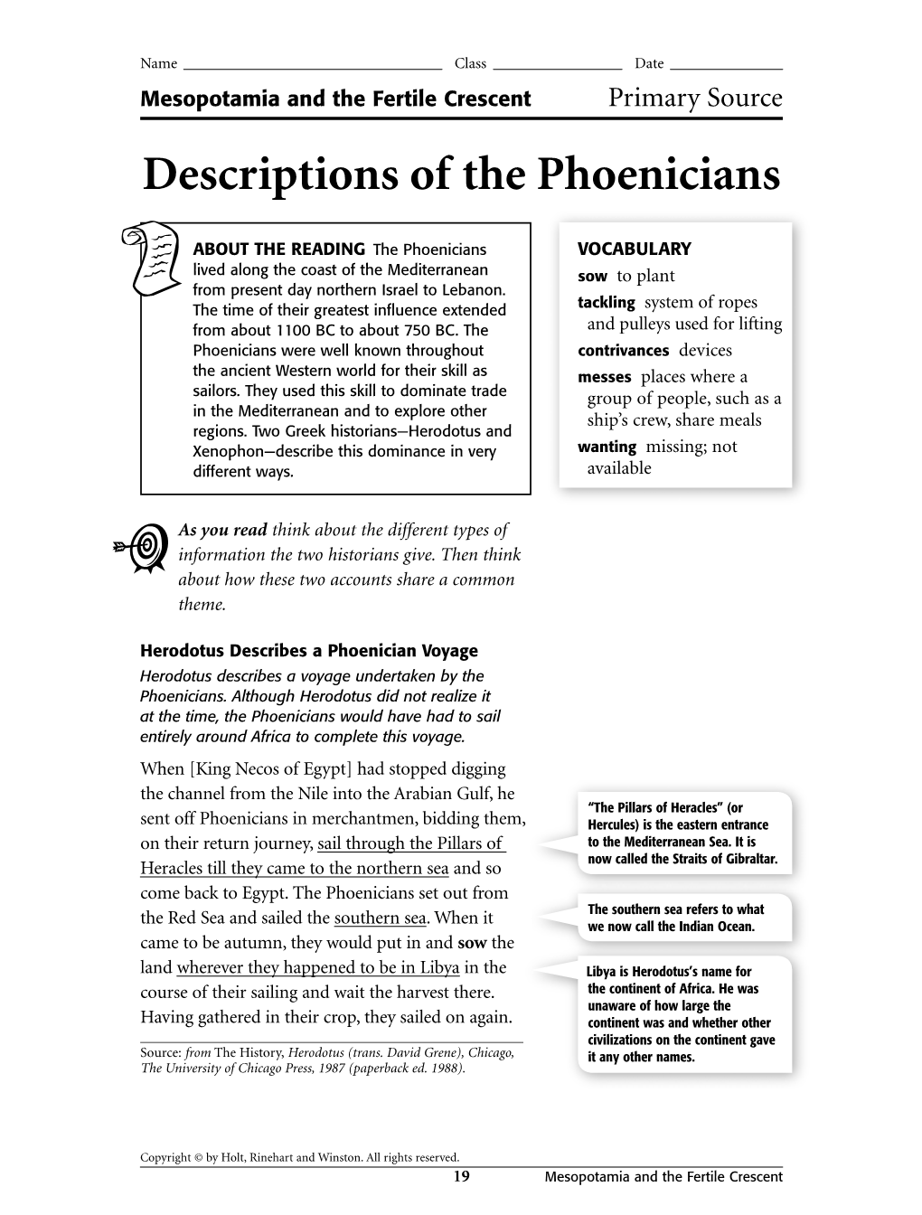 Descriptions of the Phoenicians