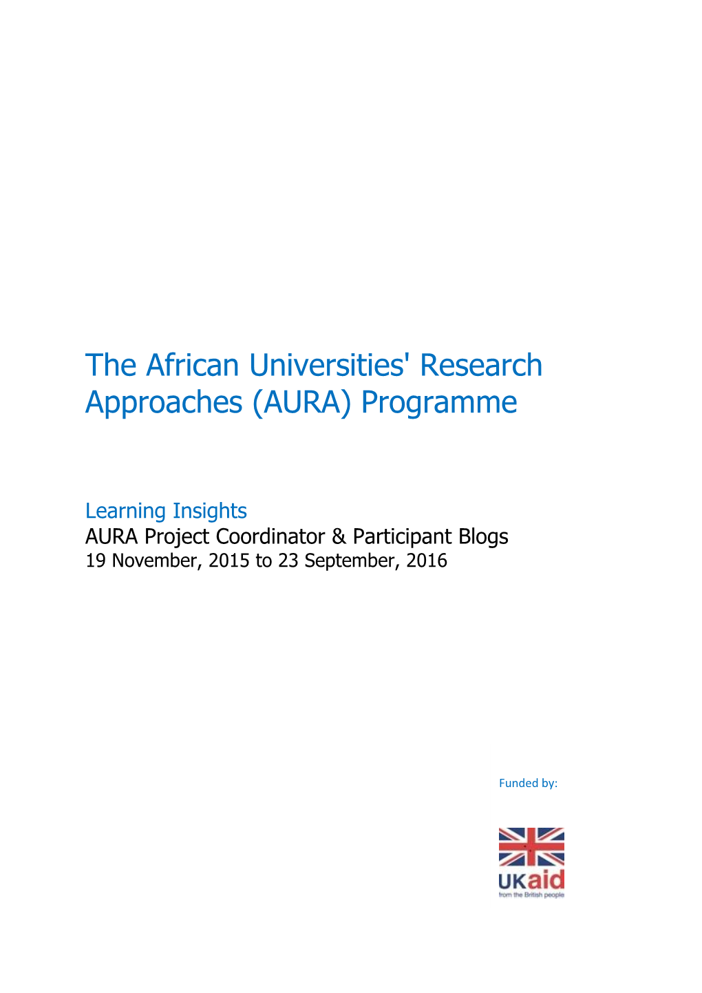 The African Universities' Research Approaches (AURA) Programme