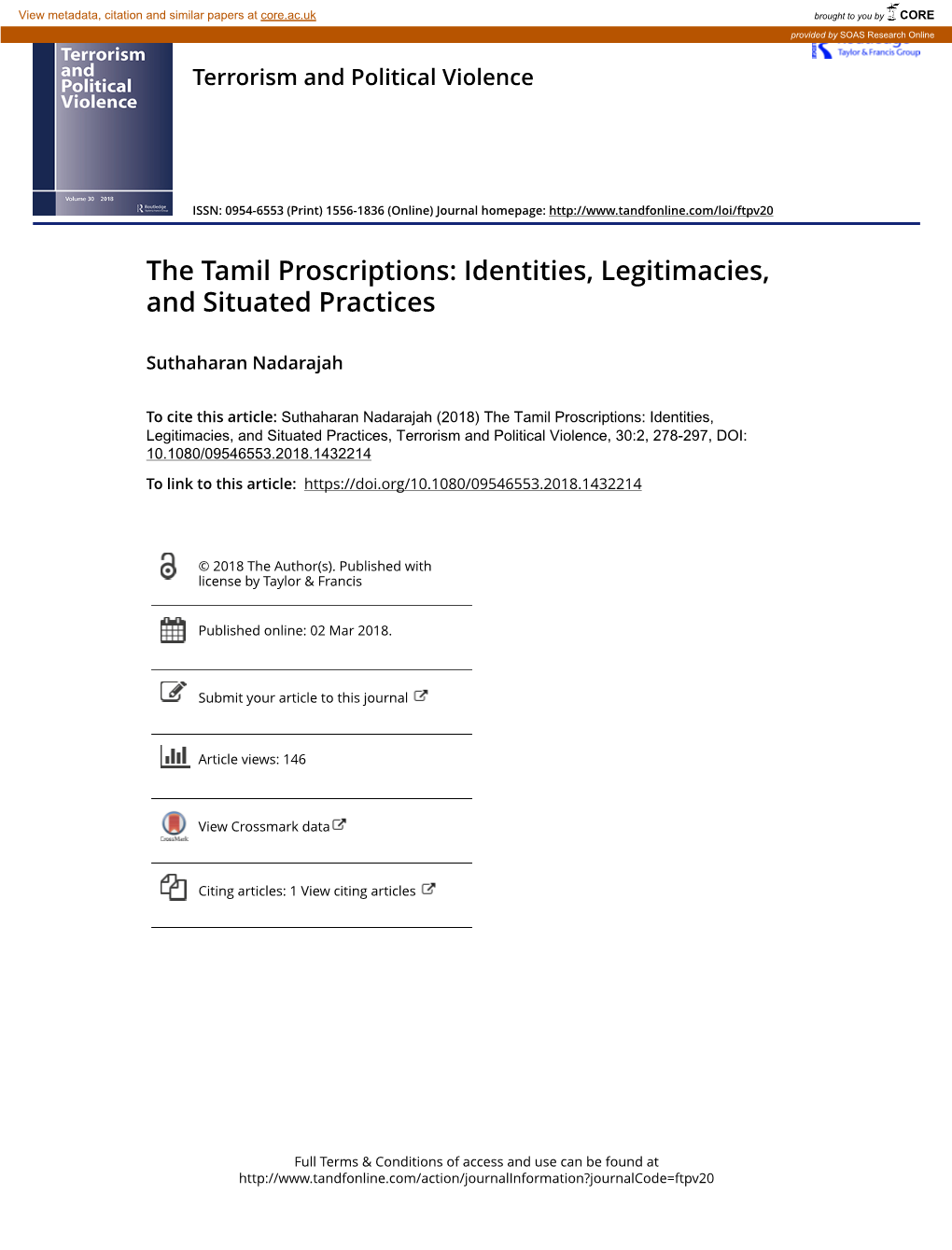 The Tamil Proscriptions: Identities, Legitimacies, and Situated Practices
