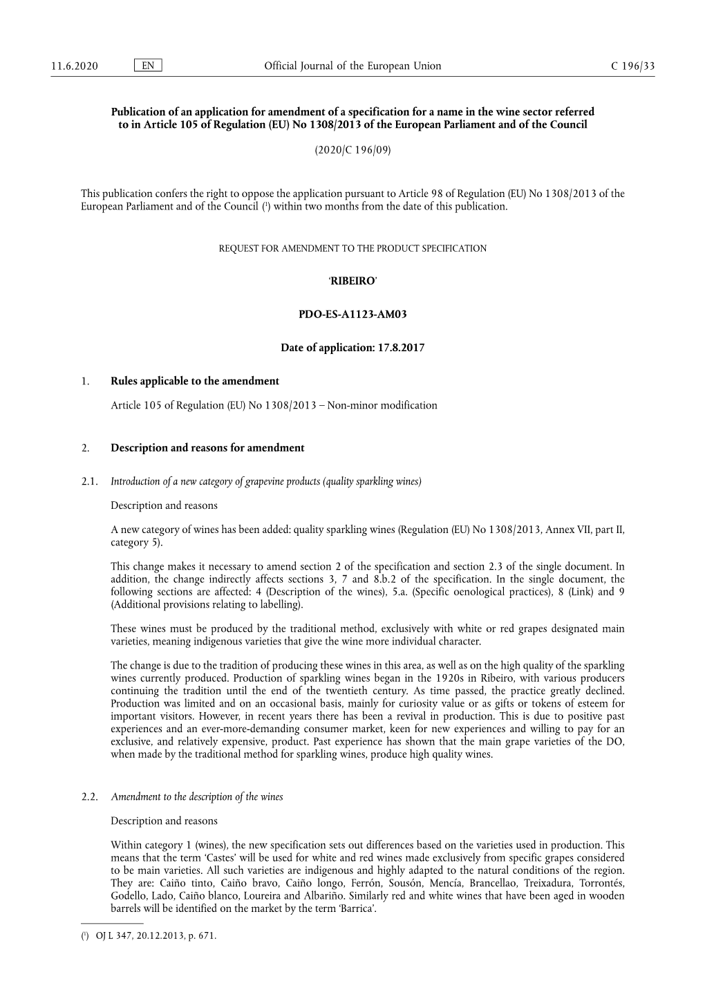 Ribeiro Amendment Proposal EU Publication