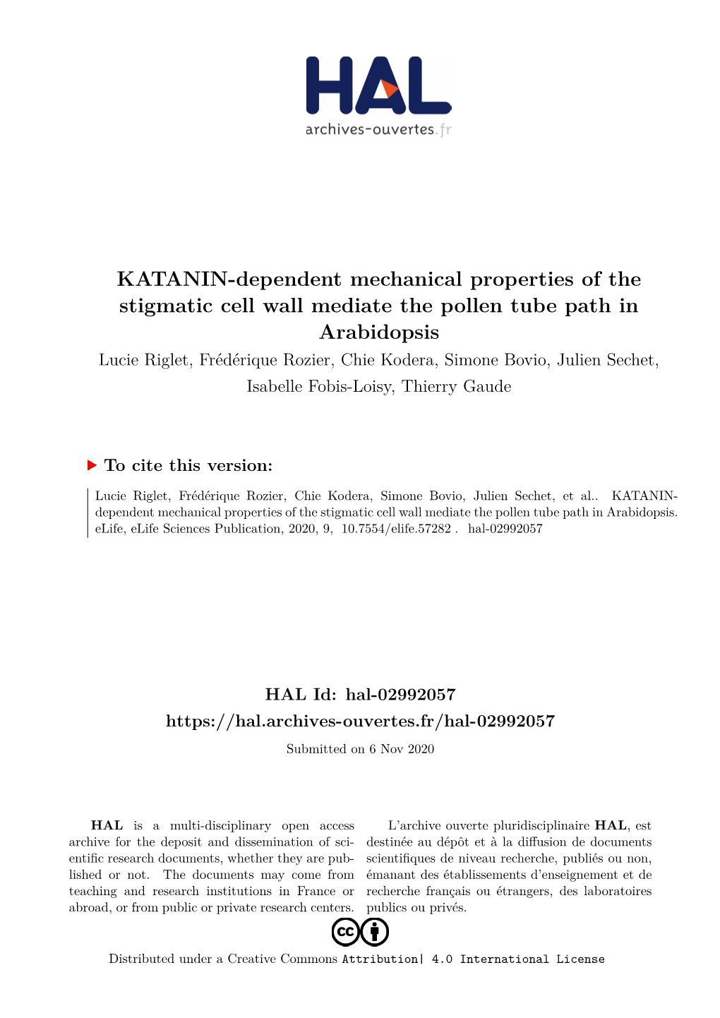 KATANIN-Dependent Mechanical Properties Of