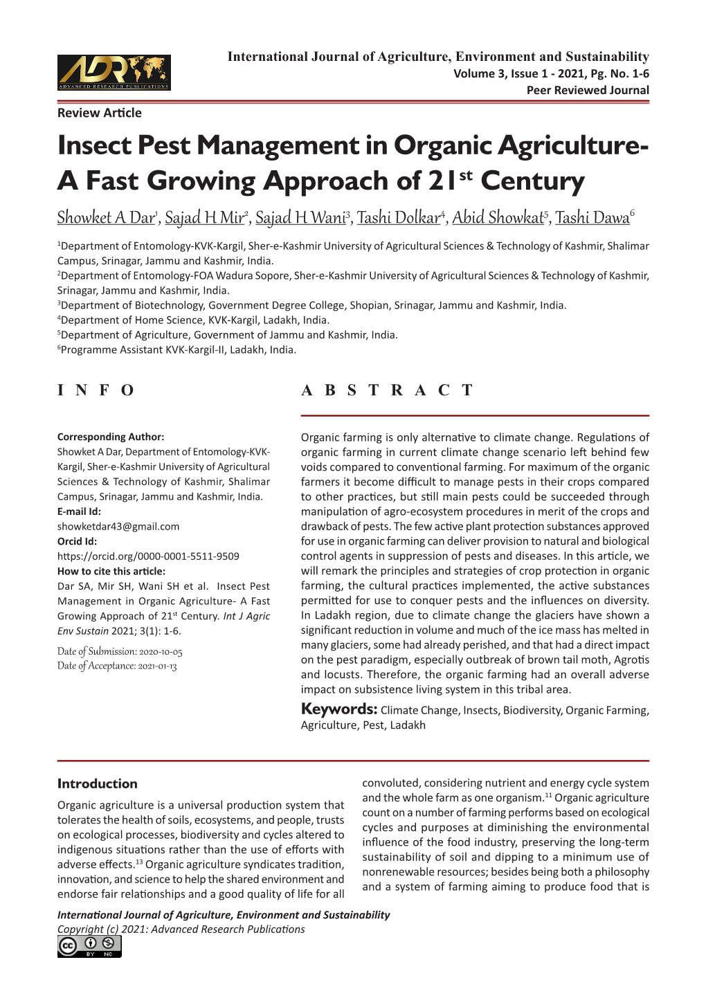 Insect Pest Management in Organic Agriculture