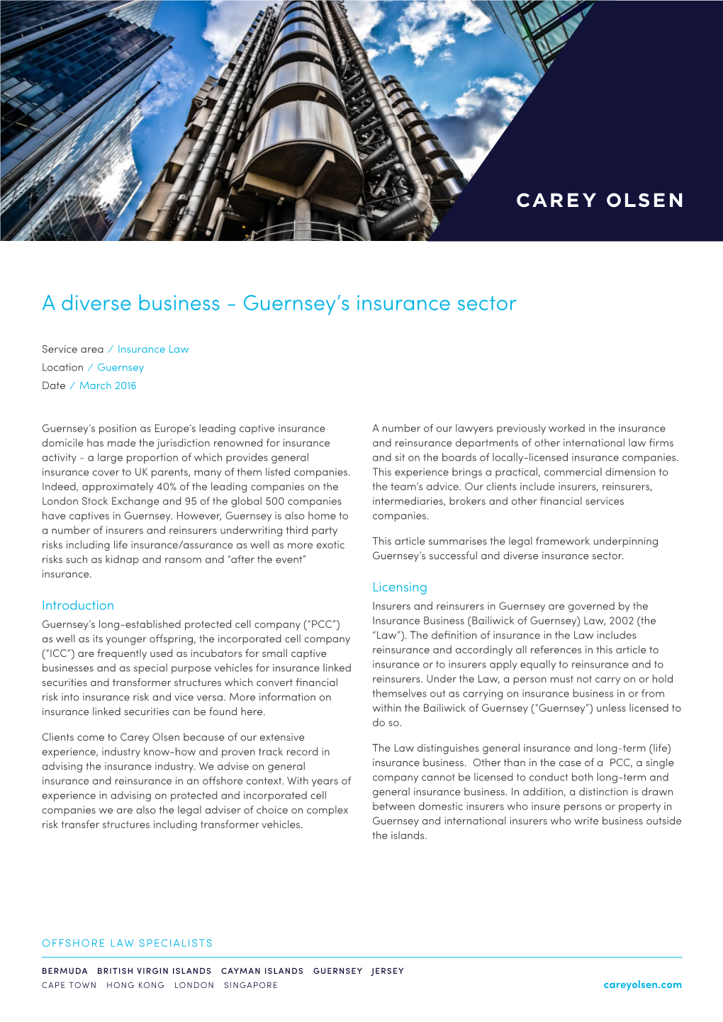 Guernsey's Insurance Sector