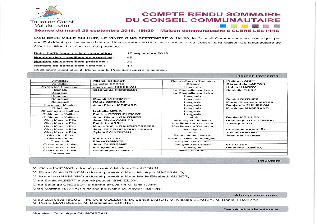 Compte Rendu Sommaire