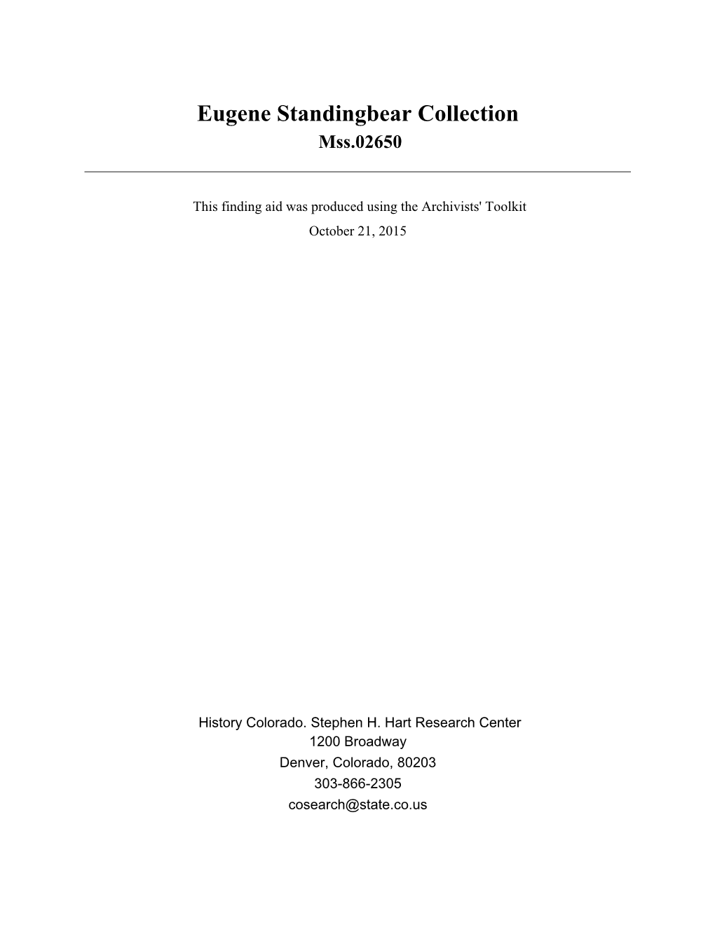 Eugene Standingbear Collection Mss.02650