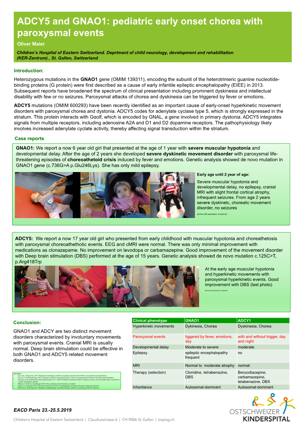 GNAO1: We Report a Now 6 Year Old Girl That Presented at the Age of 1 Year with Severe Muscular Hypotonia and Developmental Delay