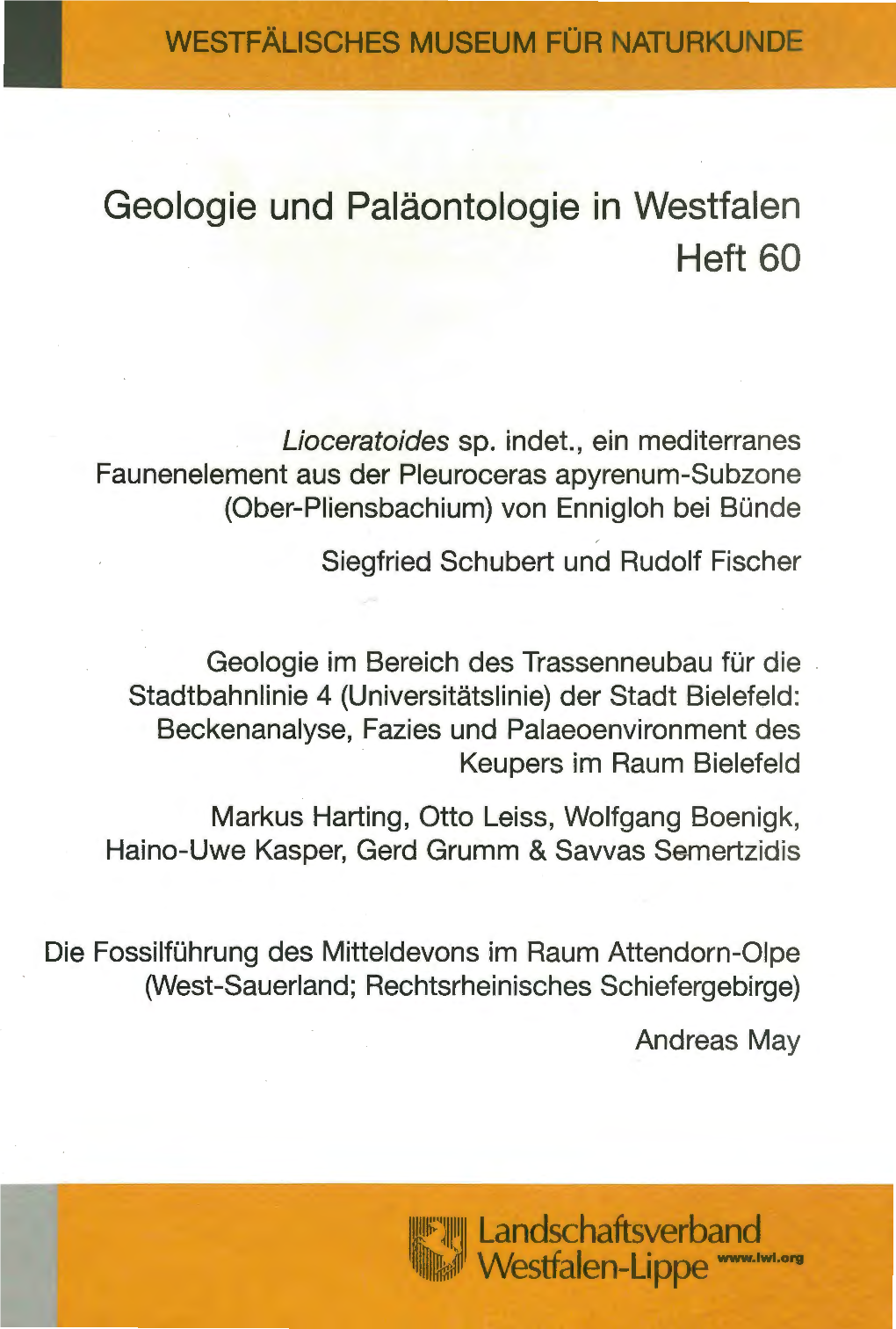 Geologie Und Paläontologie in Westfalen Heft 60