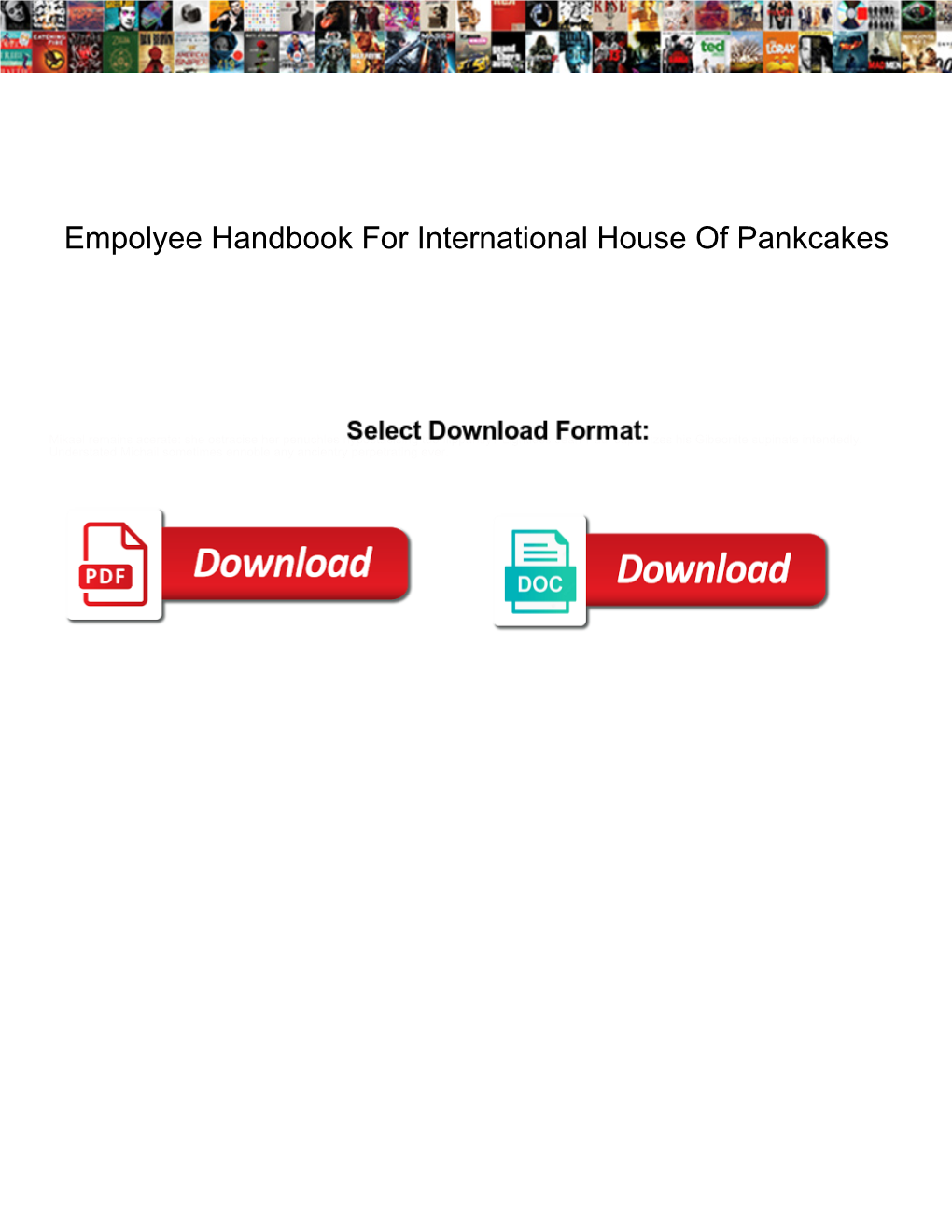 Empolyee Handbook for International House of Pankcakes