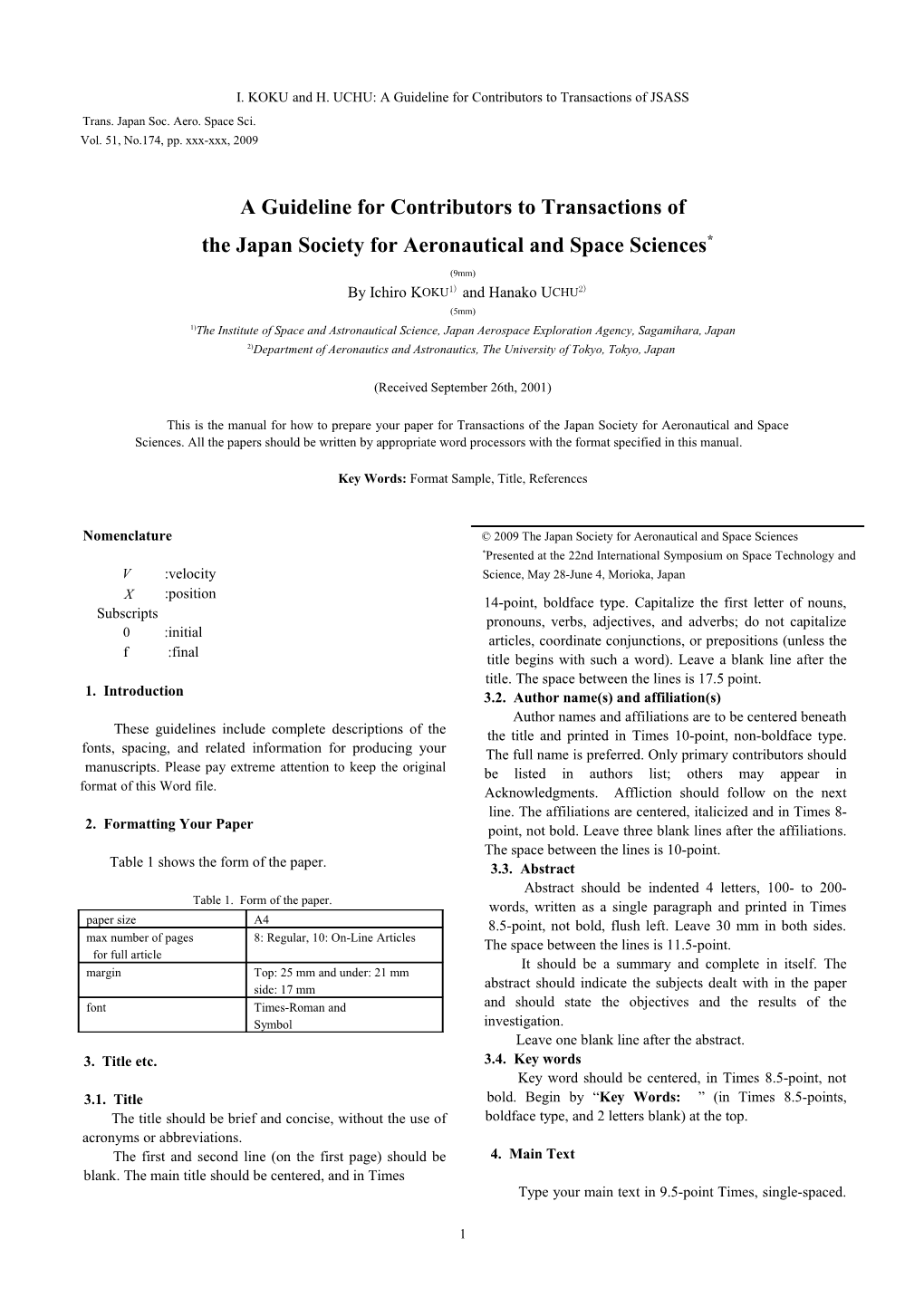 Sample Of Paper For Journal Of The Japan Society For