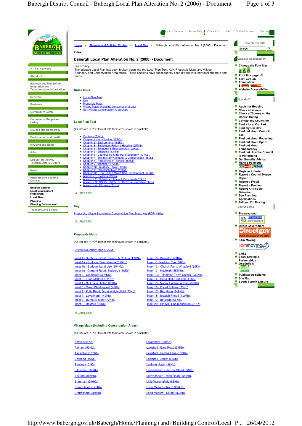 Babergh Local Plan Alteration No. 2 (2006) - Document Page 1 of 3