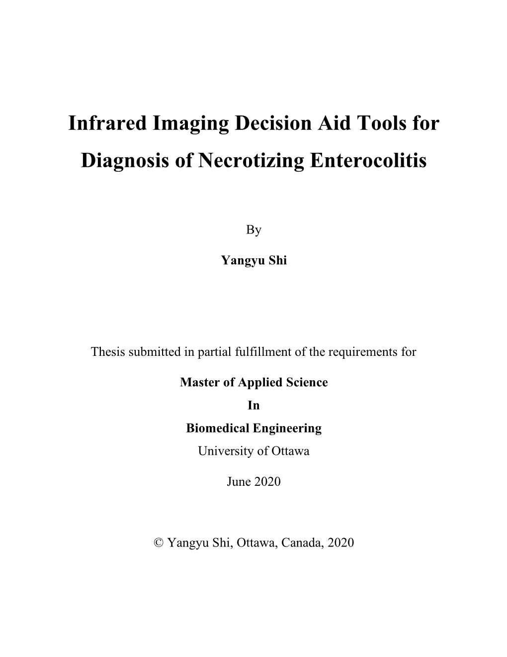 Infrared Imaging Decision Aid Tools for Diagnosis of Necrotizing Enterocolitis