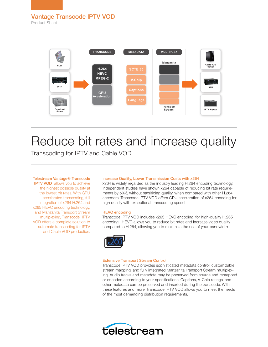 Reduce Bit Rates and Increase Quality Transcoding for IPTV and Cable VOD