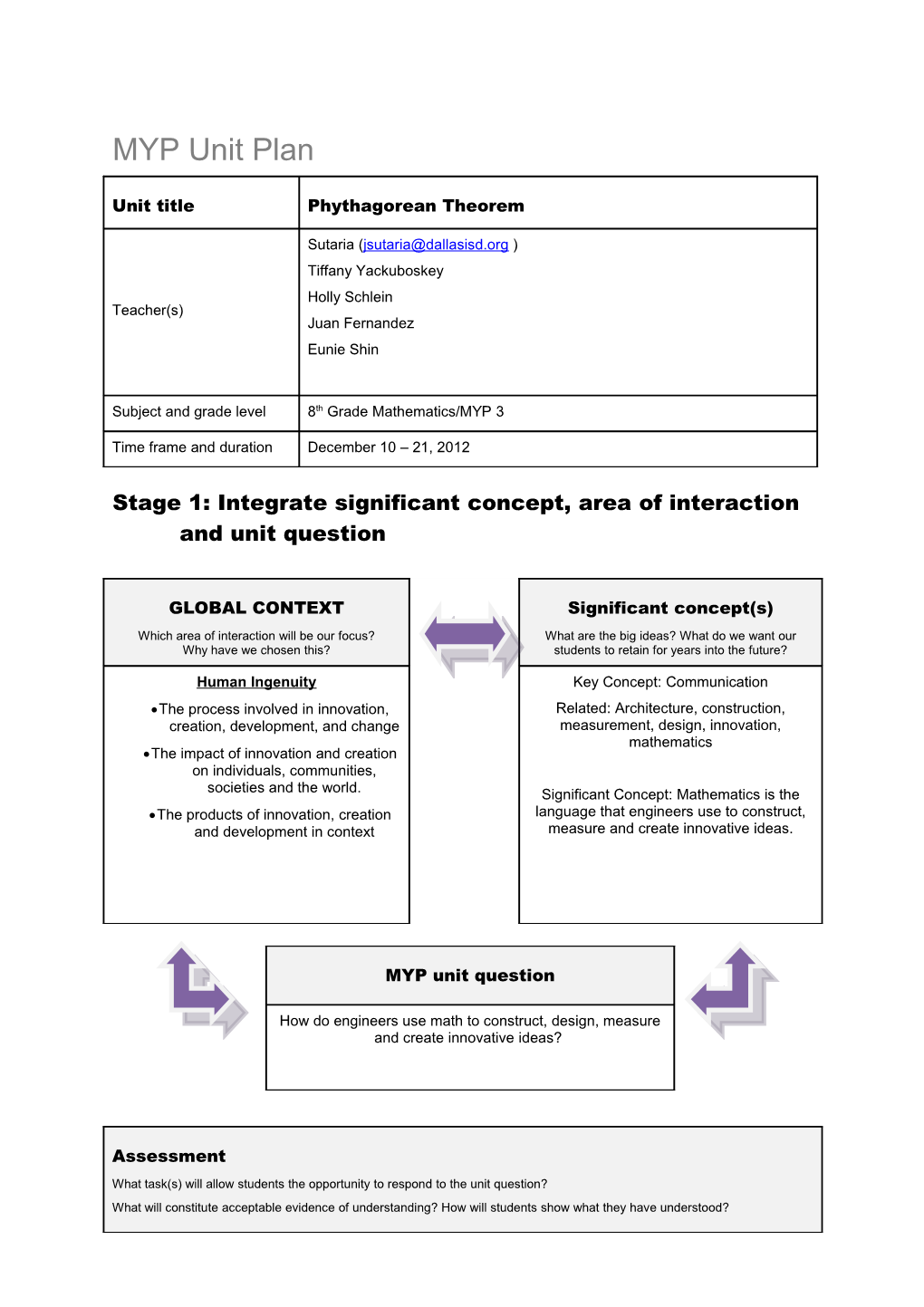 MYP Unit Planner s2