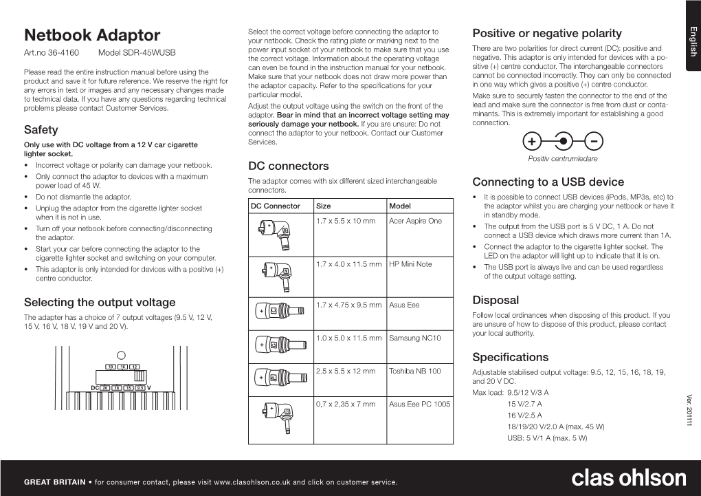 Netbook Adaptor Adaptor Netbook Svenska Ver
