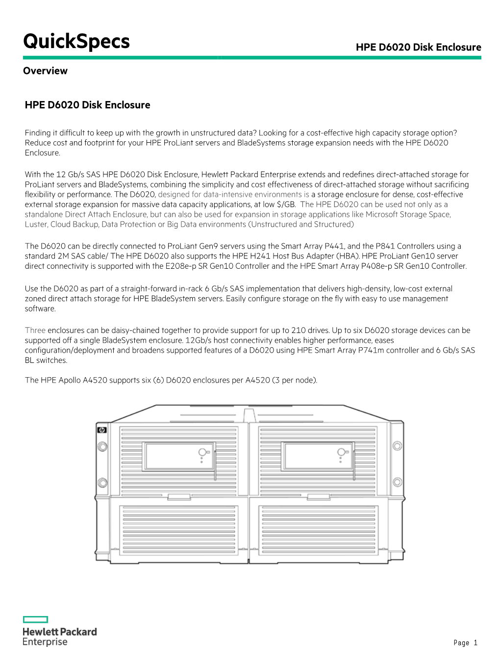 HPE D6020 Disk Enclosure Overview