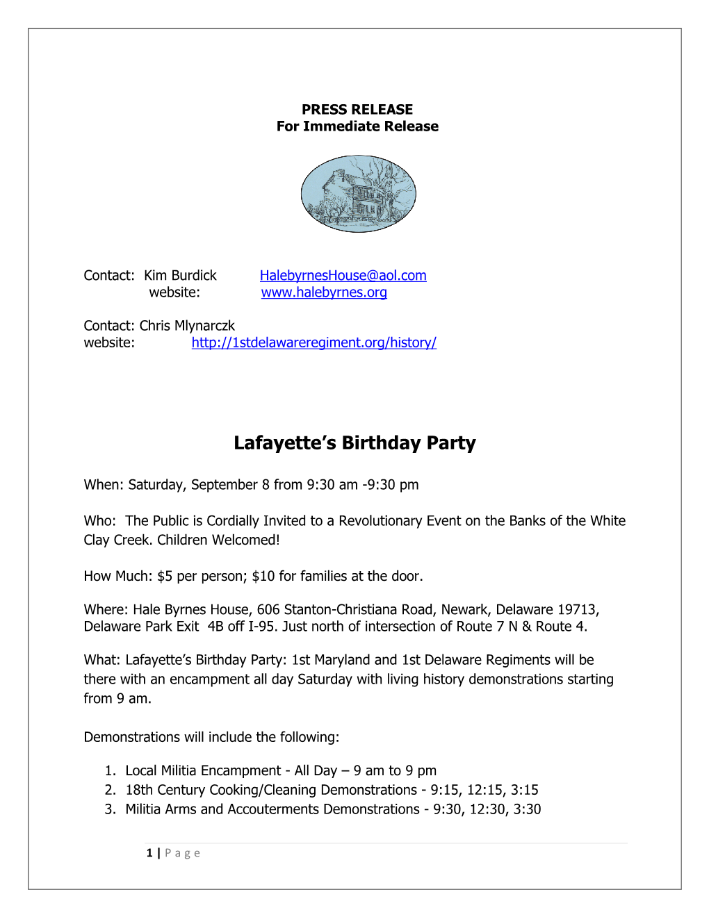 Lafayette's Birthday Party