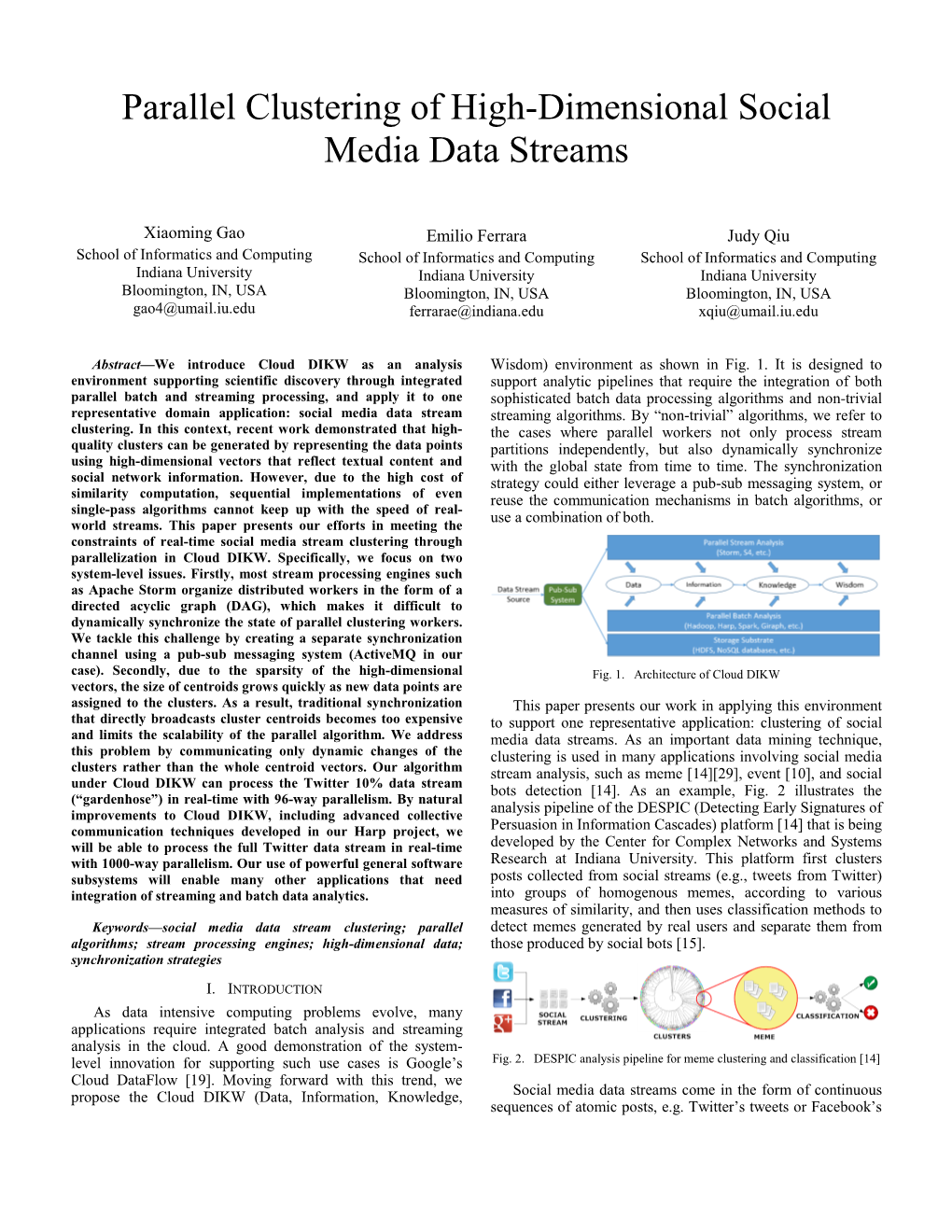 Parallel Clustering of High-Dimensional Social Media Data Streams