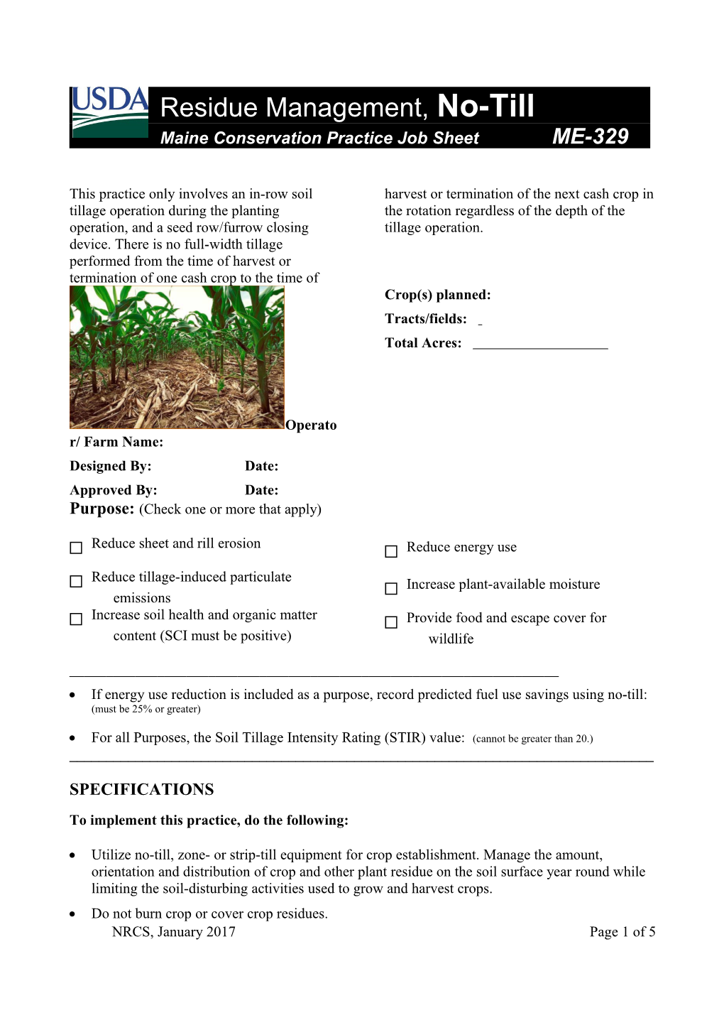 Maine Conservation Practice Job Sheet ME-329