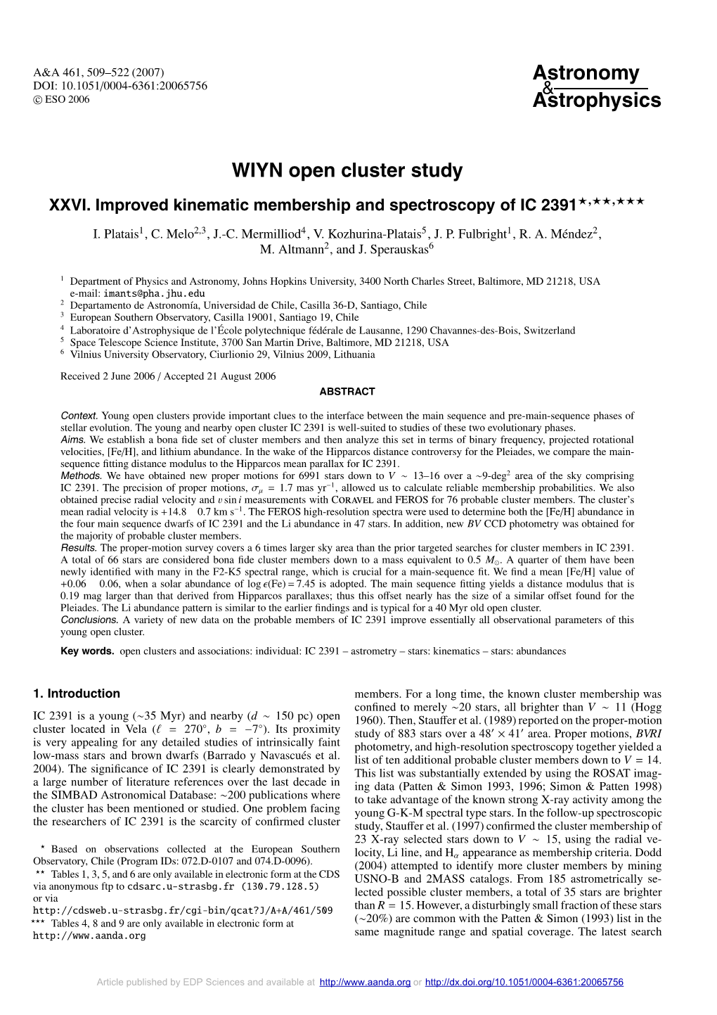 WIYN Open Cluster Study