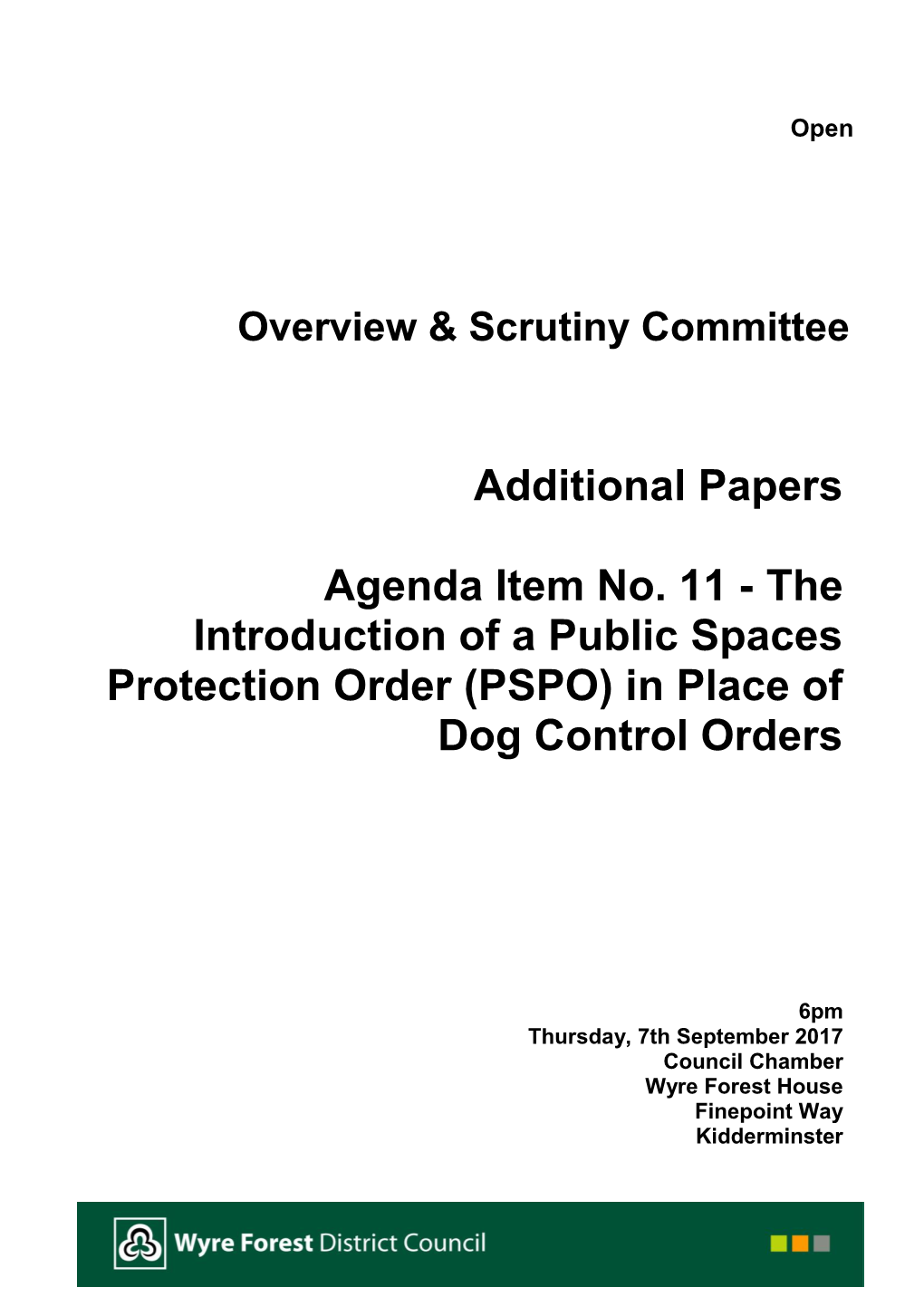 Additional Papers Agenda Item No. 11