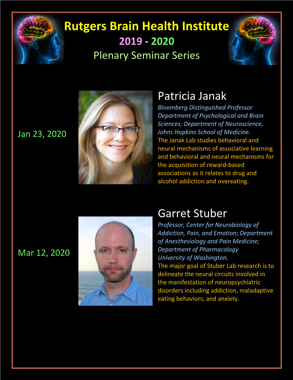 Rutgers Brain Health Institute 2019 - 2020 Plenary Seminar Series