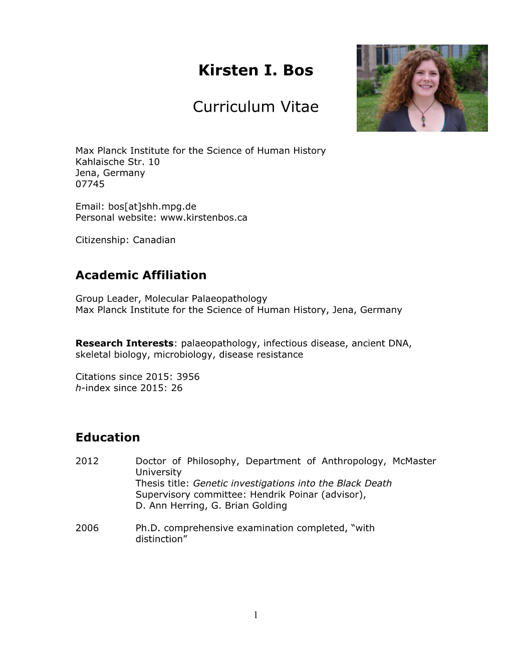 Kirsten Bos CV 2020