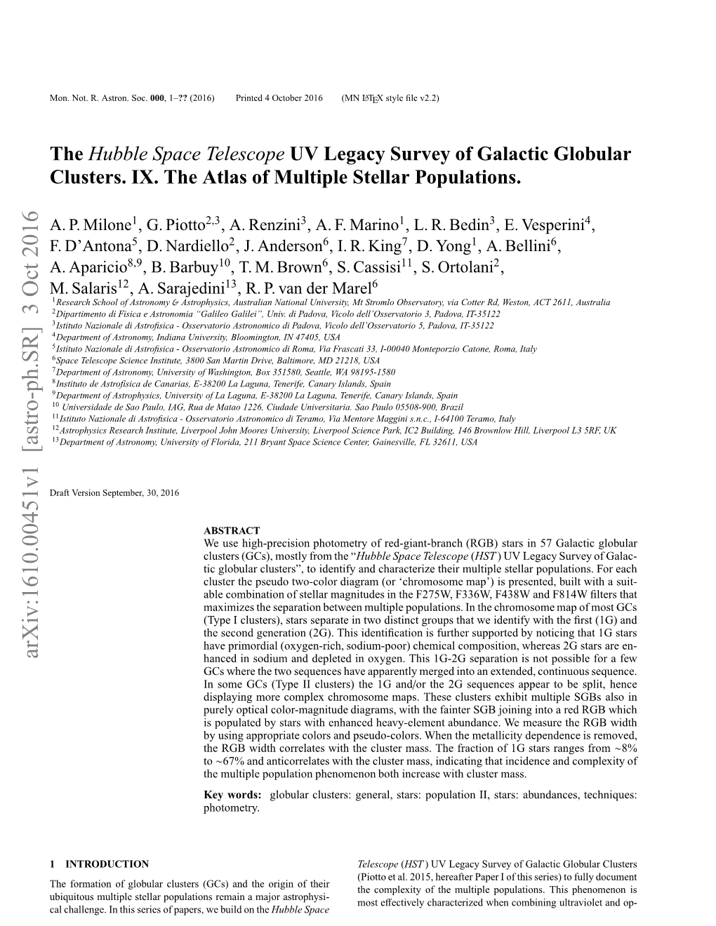 The Hubble Space Telescope UV Legacy Survey of Galactic Globular