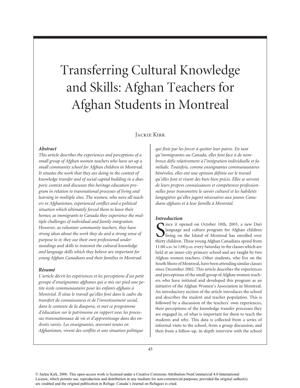 Afghan Teachers for Afghan Students in Montreal