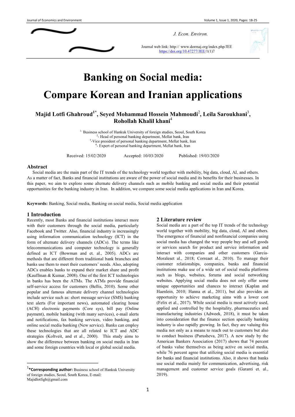 Banking on Social Media: Compare Korean and Iranian Applications