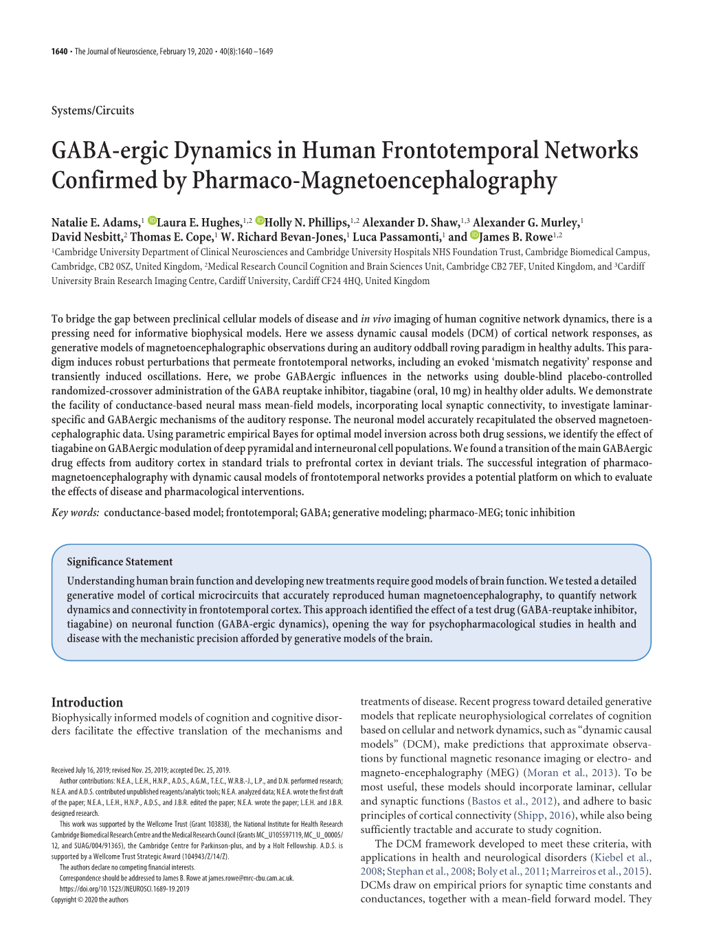 GABA-Ergic Dynamics in Human Frontotemporal Networks Confirmed by Pharmaco-Magnetoencephalography