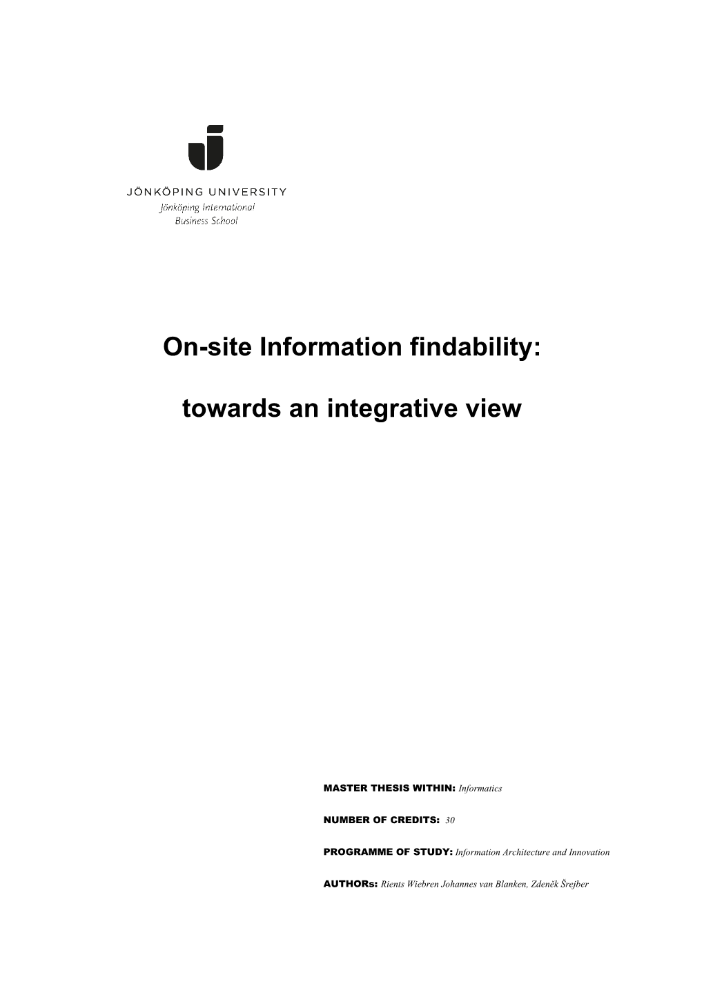 On-Site Information Findability