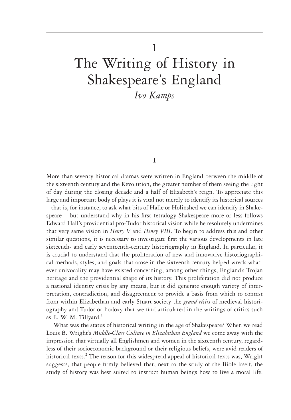 The Writing of History in Shakespeare's England