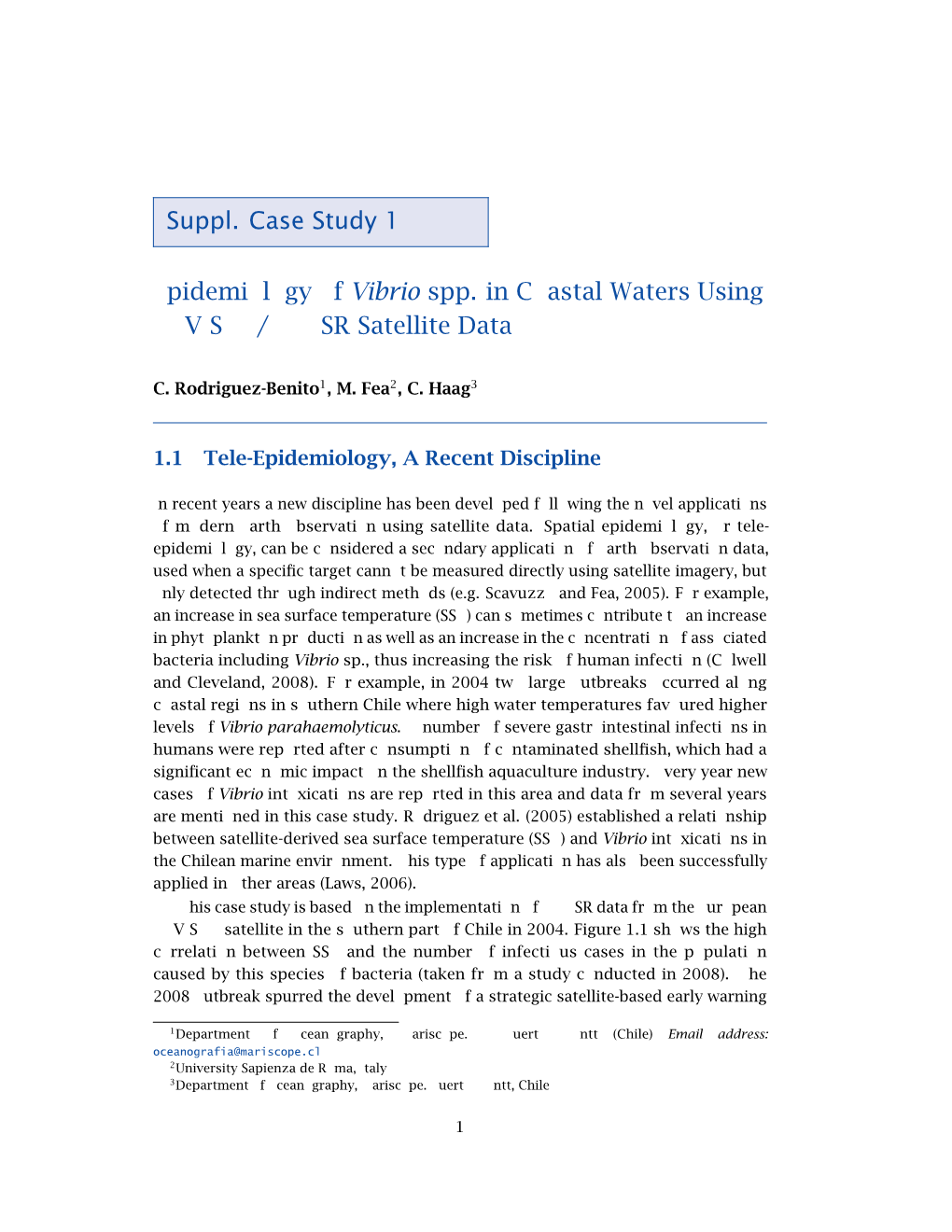 Suppl. Case Study 1 Epidemiology of Vibrio Spp. in Coastal Waters Using