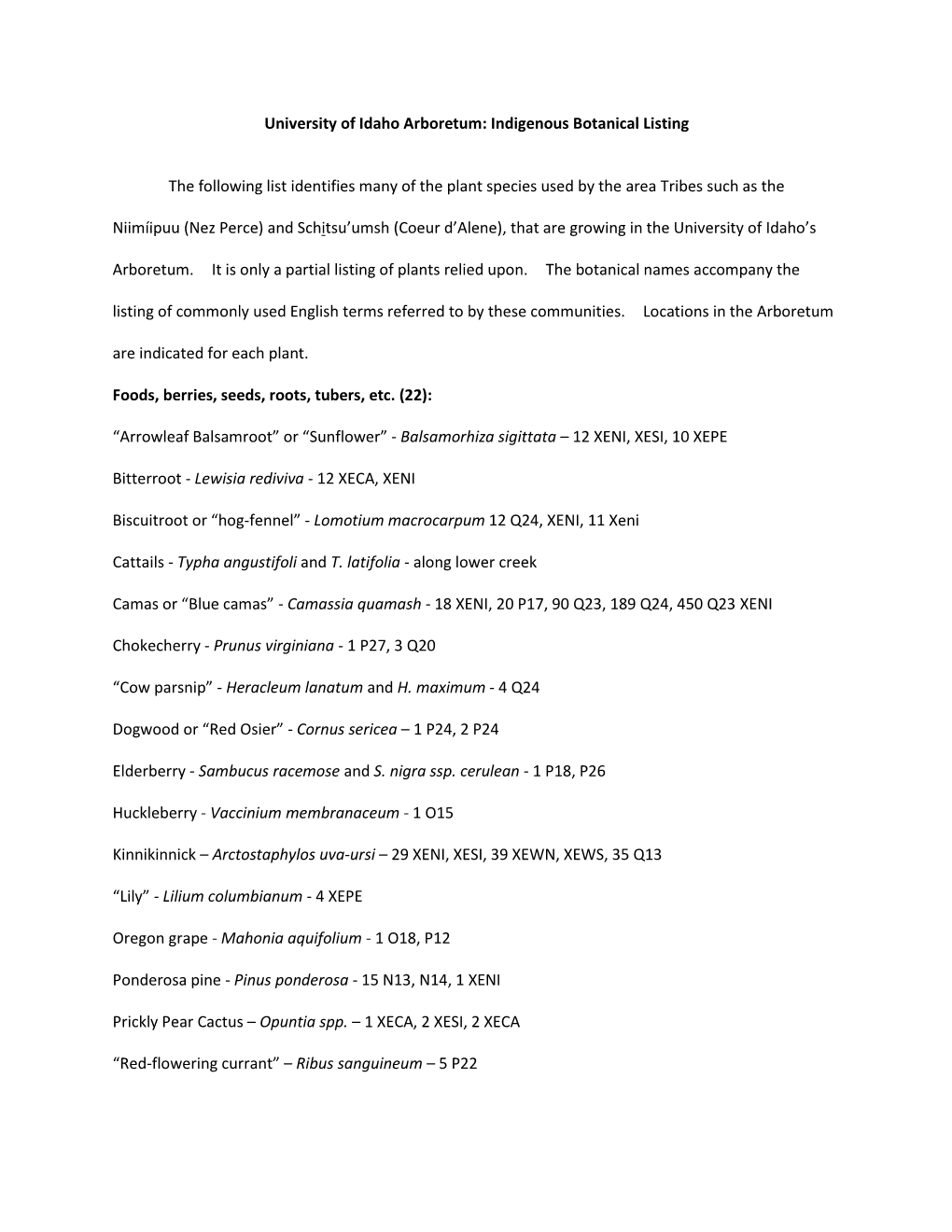 Arboretum Botanical Listing.Pdf