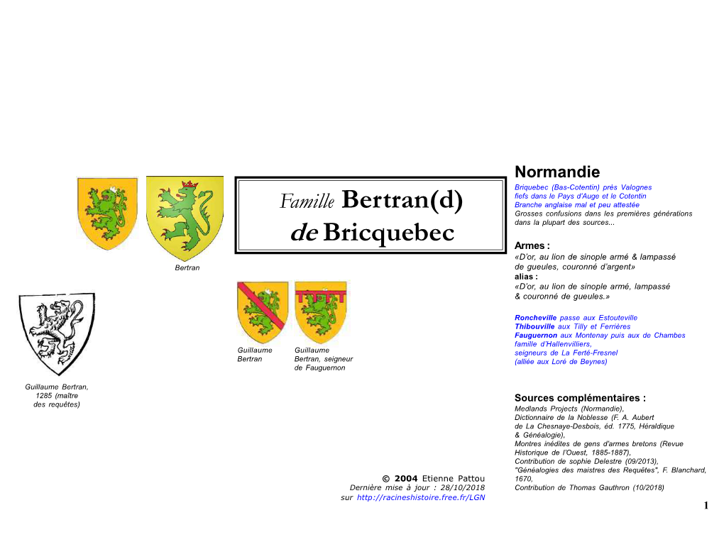 Famille Bertran(D) De Bricquebec