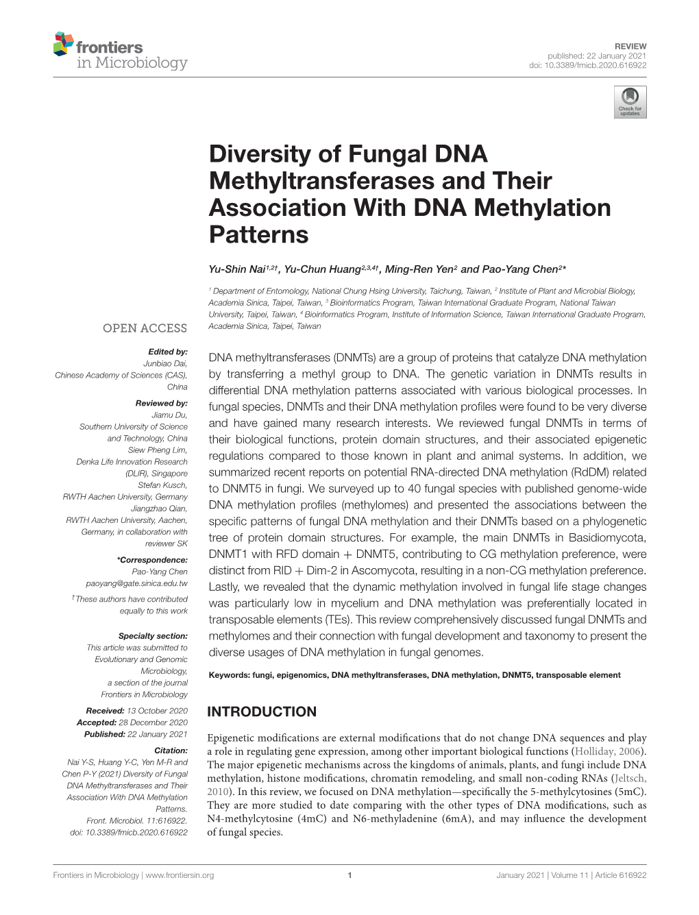 Diversity of Fungal DNA Methyltransferases and Their Association with DNA Methylation Patterns