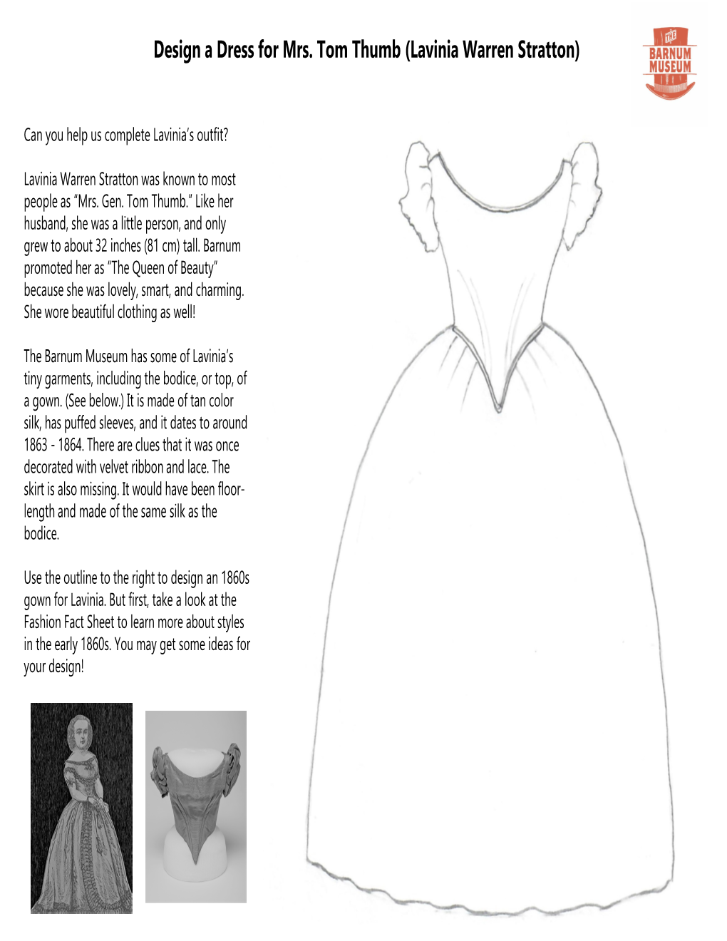 Design a Dress for Mrs. Tom Thumb (Lavinia Warren Stratton)