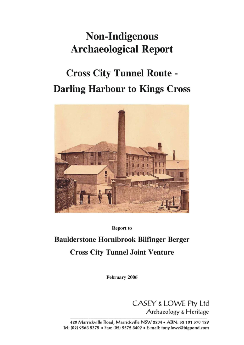 Cross City Tunnel – Archaeological Report