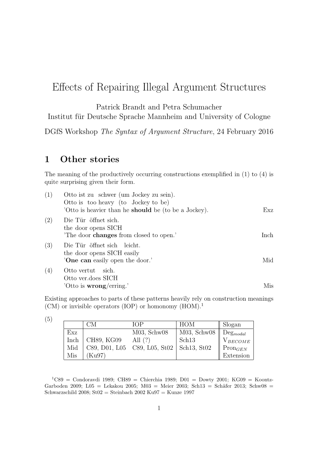 Effects of Repairing Illegal Argument Structures