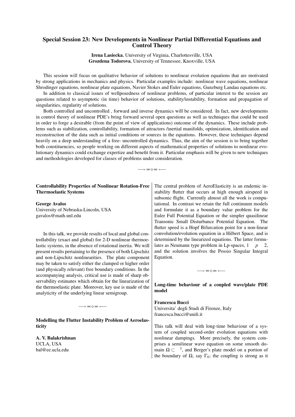 Nonlinear Wave Equation and Related Stability-Control Problems