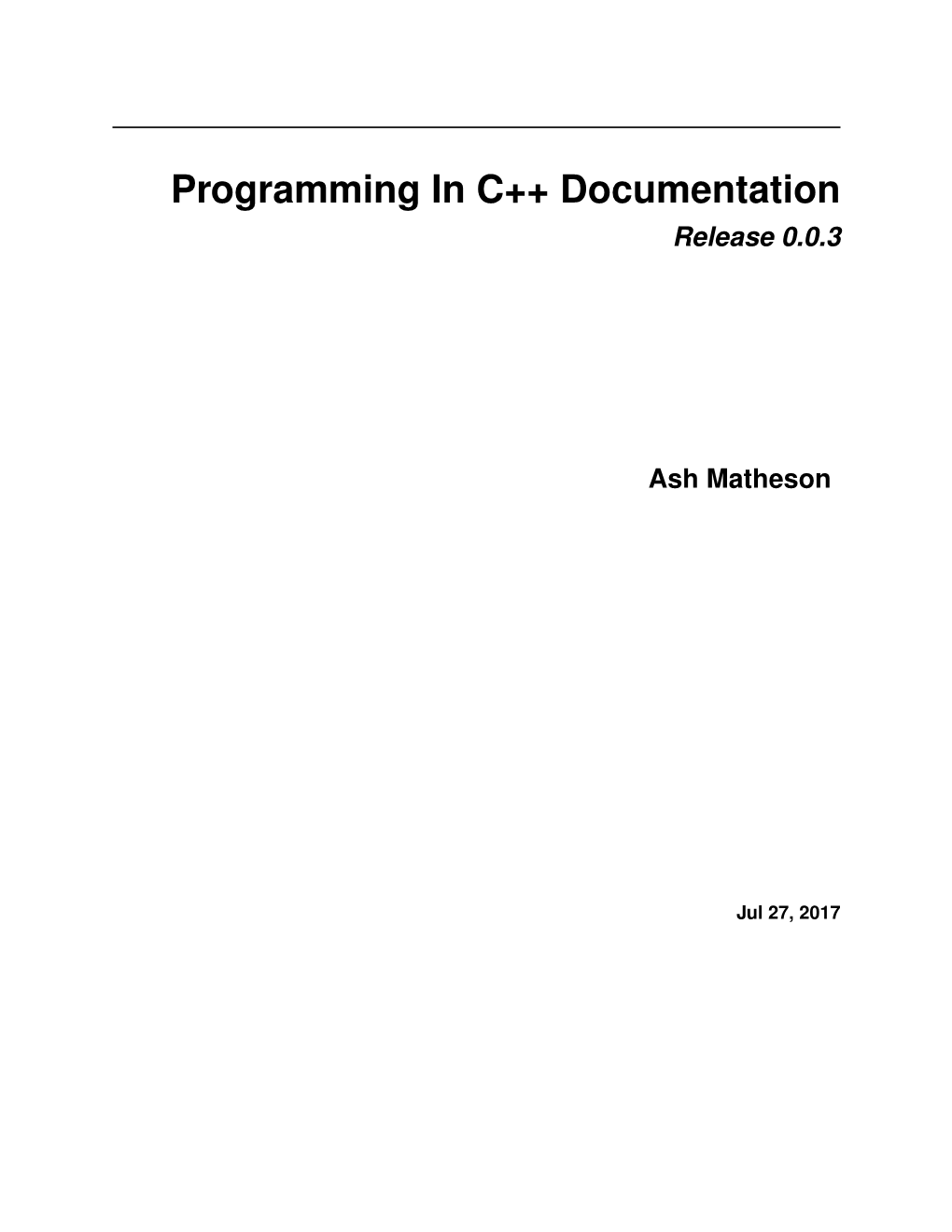 Programming in C++ Documentation Release 0.0.3