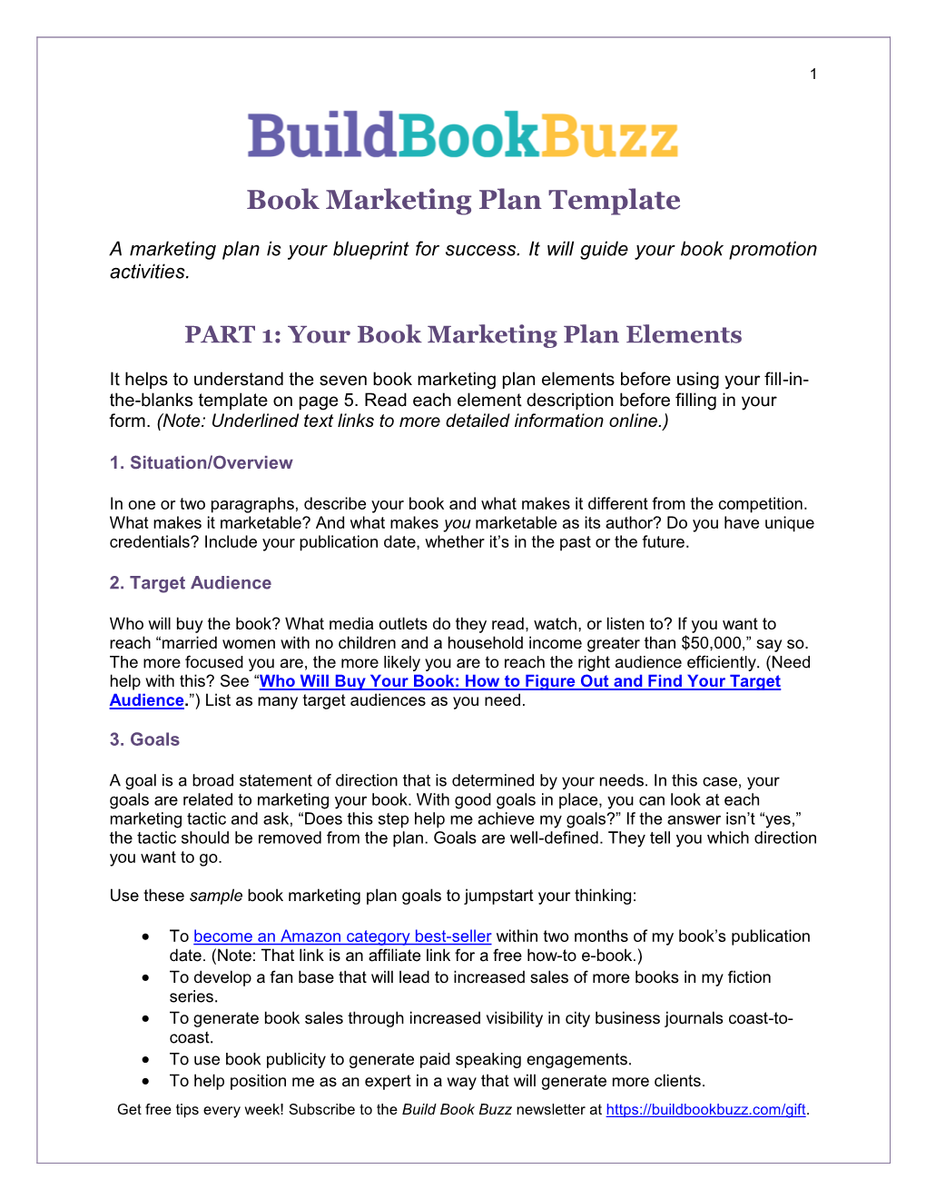 Book Marketing Plan Template