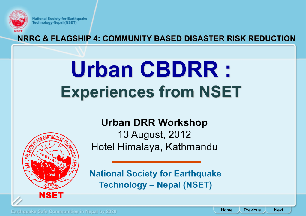 6-Urban DRR Flagship 4 NSET.Pptx