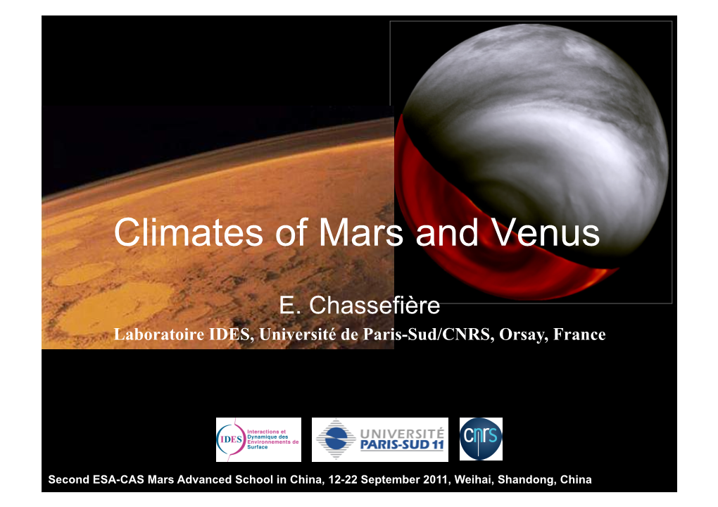 Climates of Mars and Venus