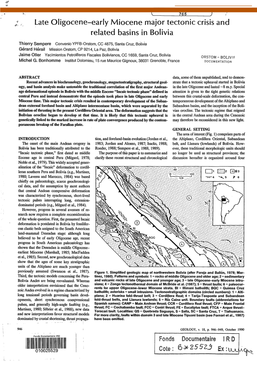 Late Oligocene-Early Miocene Major Tectonic Crisis and Related Basins in Bolivia