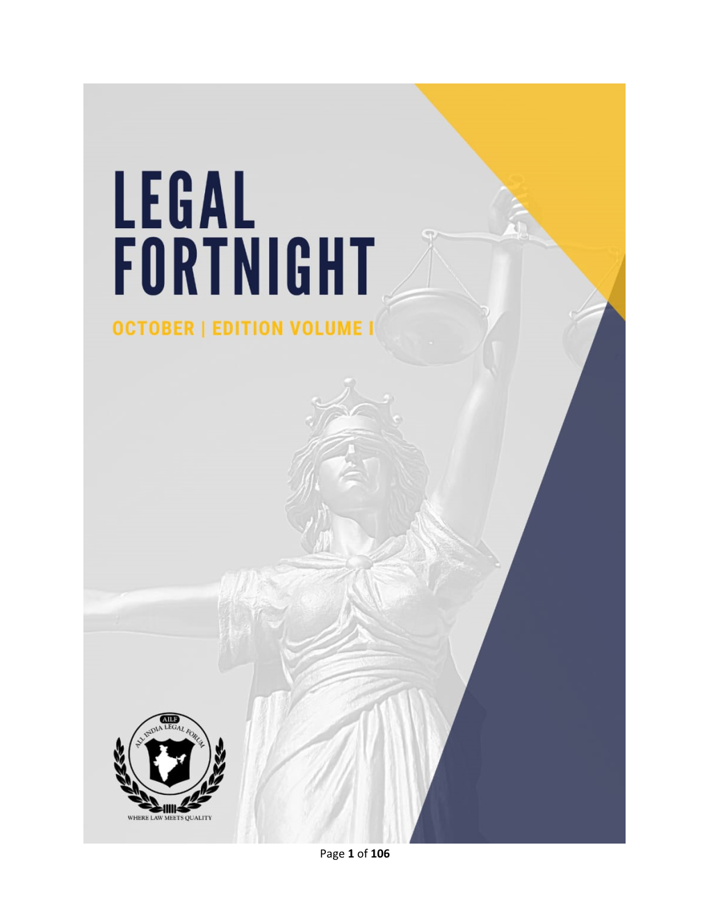 Legal Fortnight October Edition Volume