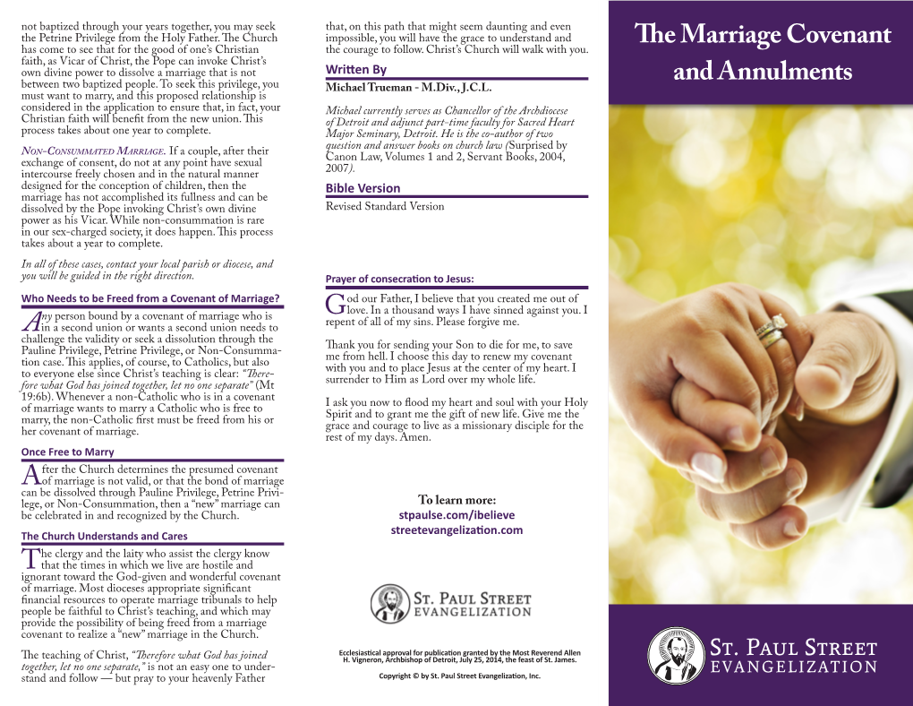 The Marriage Covenant and Annulments