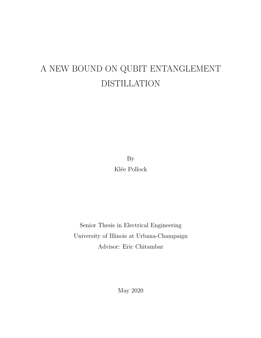 A New Bound on Qubit Entanglement Distillation