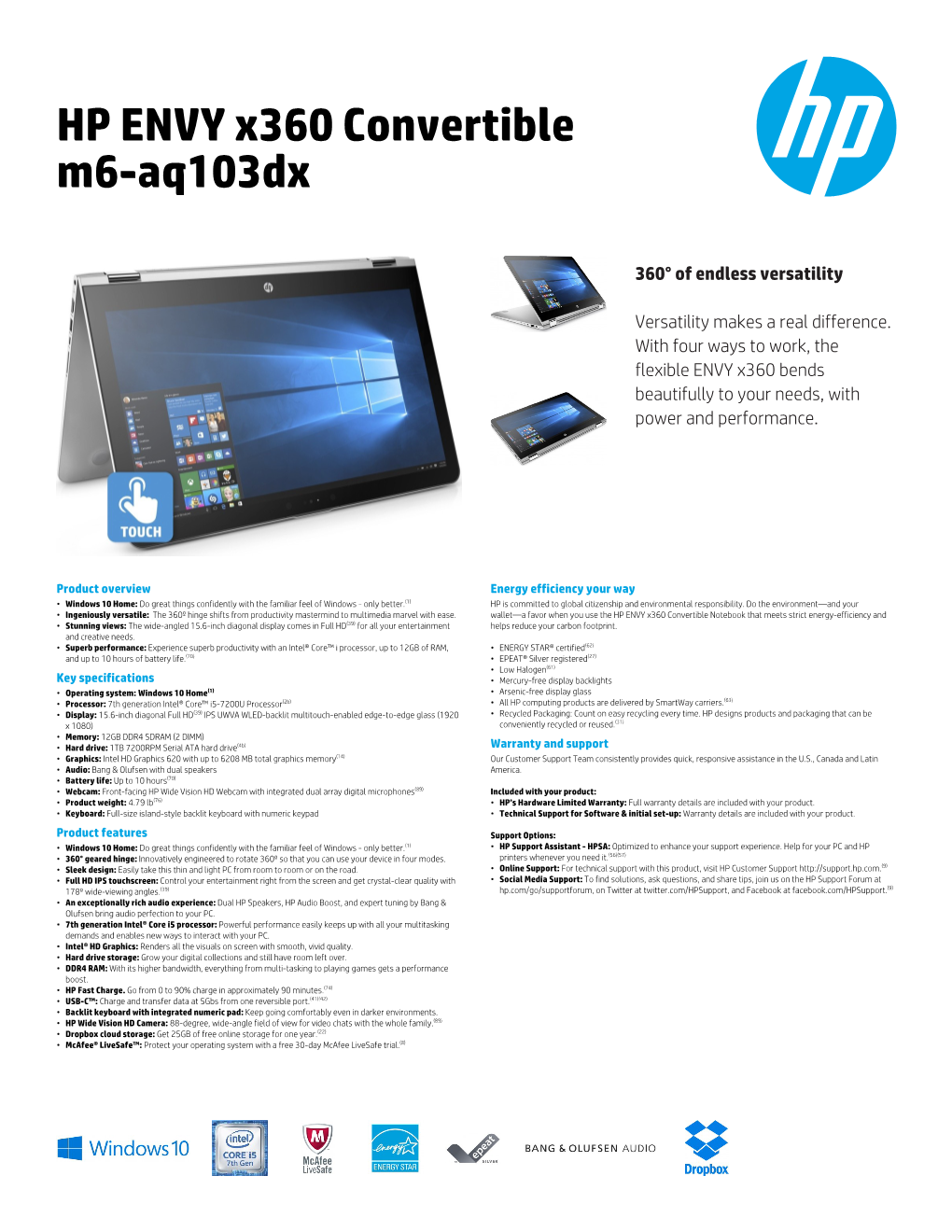 HP ENVY X360 Convertible M6-Aq103dx