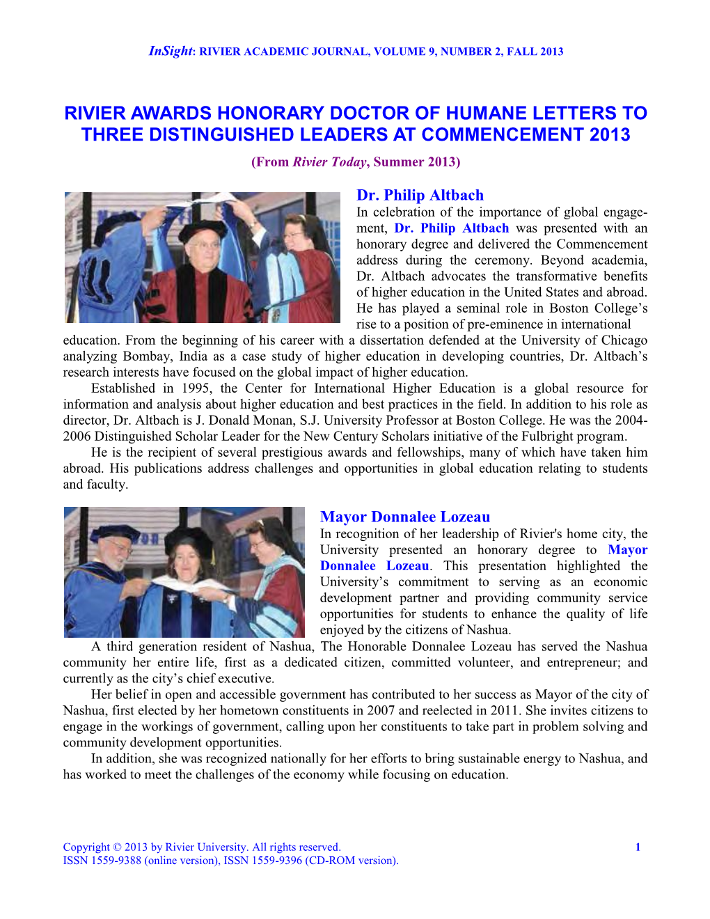 Honorary Doctors of Humane Letters